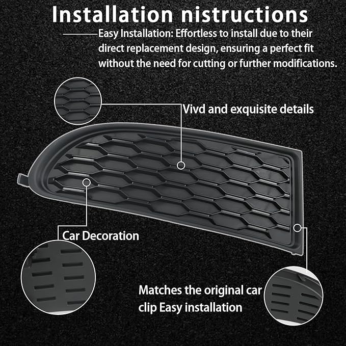 2PC Fog Light Covers for Dodge Journey 2011-2020,1 Pair Left & Right,Black Bumper Grille Insert (Black Style)