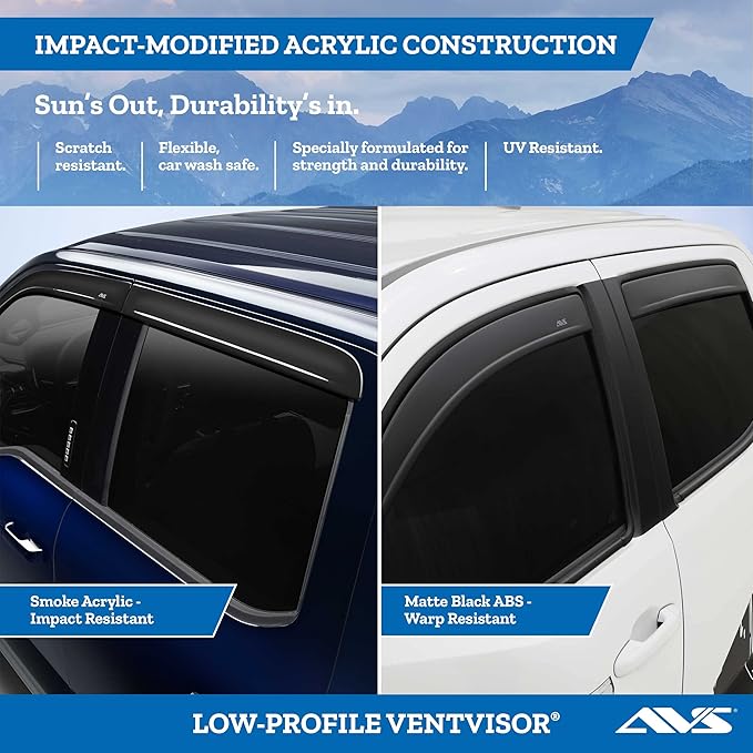Auto Ventshade [AVS] Low Profile Rain Guards for 2007 - 2014 Ford Edge (Exludes Lincoln MKX) | Window Vent Visors, 4 pcs. - Dark Smoke | 994018