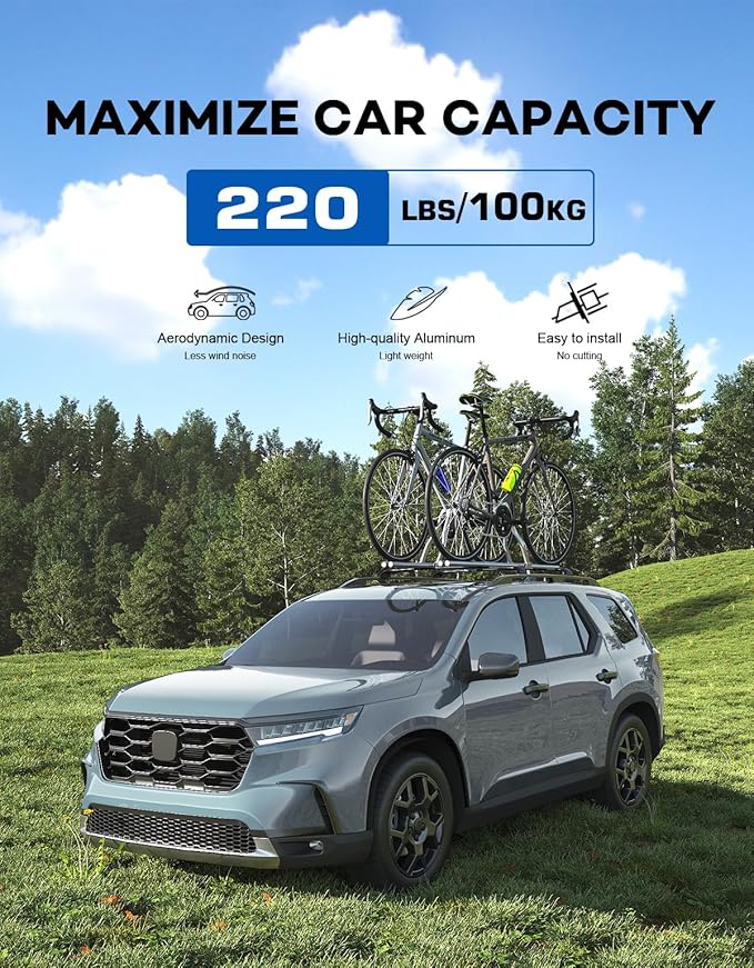 Roof Rack Cross Bars Compatible with Honda Pilot 2023 2024 2025 2026 Elite Sport Touring Trailsport (Except LX and EX-L) with Raised Side Rails, Heavy Duty All-Metal Aluminum Crossbar Luggage Racks