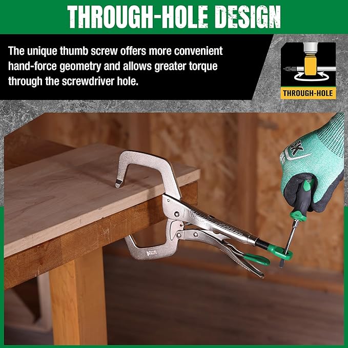 SK 11" C-clamp Locking Pliers with Regular Jaws, Premium CR-V Construction, Ergonomic Anti-slip Handle