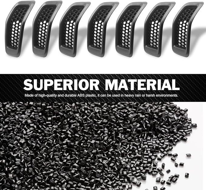 JINCHEN 7pcs Grill Mesh Inserts Fit for Jeep Cherokee 2014-2018, Honeycomb Mesh Front Grill Inserts Grille Cover Frame Trims (Retro Gray)