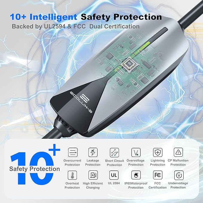 Level 2 EV Charger J1772 32Amp 220V-240V EVSE NEMA 14-50 Plug Home Portable EV Charger Level 2, 25ft Cable Electric Car Charging Station, Electric Vehicle Charging Stations Plug and Play FCC Certified