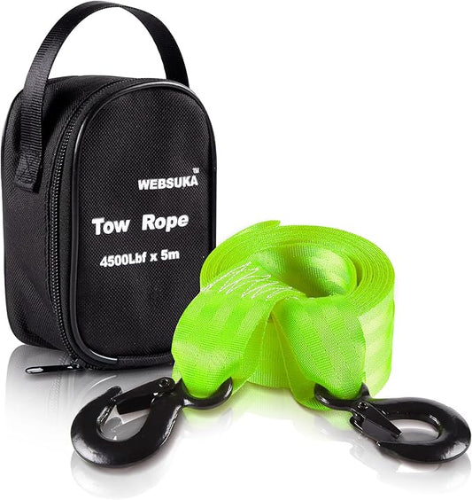 Trailer Winch Strap with Hook, 1.5in 16ft Heavy Duty Boat Winch Strap with 4500lbs Break Strength for Towing Vehicles, Boats, Trailer, Towing (Green)