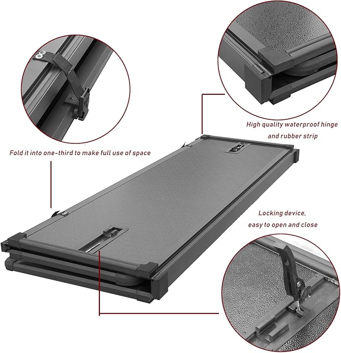 Kikito Professional FRP Hard Tri-Fold Truck Bed Tonneau Cover for 2007-2025 Silverado Sierra 1500 with 5.8ft (69.3in) Bed