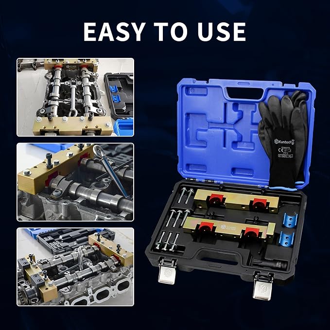 Engine Timing Tool Kit Compatible with Mercedes Benz M133 M270 M274, 15PCS Camshaft Locking Alignment Timing Tools Set with Carrying Case & Gloves