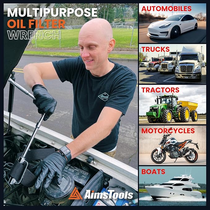 Oil Filter Wrench Strap, Nylon Heavy Duty Removal Tool, Fits into Tight Areas, Non Slip Adjustable Band for Diesel, Truck, Automotive Accessories, Up to 9"(229mm), Purple