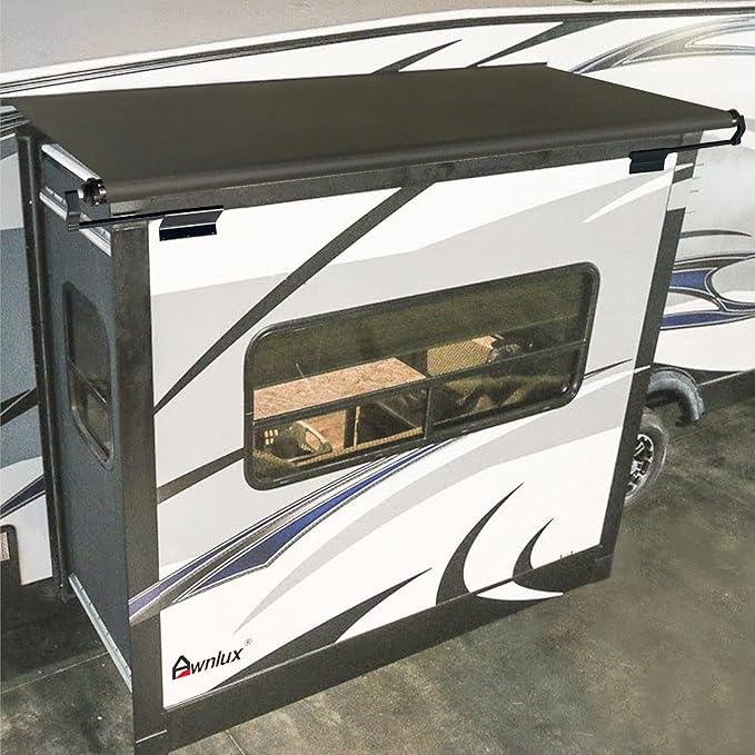Awnlux Black Modular Slide Topper Awning Slide Out Protection for RVs, Travel Trailers, 5th Wheels, and Motorhomes -12'6" (12'1" Fabric)