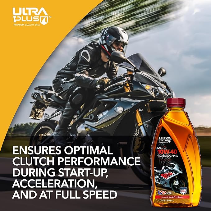 Ultra1Plus SAE 10W-40 4T Motorcycle Synthetic Blend Motor Oil API SL JASO MA2-12 Quarts Bulk Box