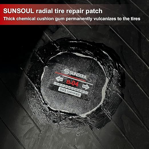 SUNSOUL 10Pcs Bias Tire Patch 5.32" x 5.32", Heavy Duty Round Tire Repair Patches for Car Truck Tractor Agricultural Vehicles