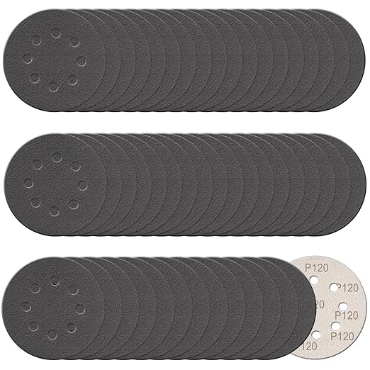 100 Pcs 5 Inch Sanding Discs Hook & Loop 8 Holes Wet Dry 120 Grit Sandpaper Silicon Carbide Sand Paper for Orbital Sander Automotive Wood Plastic Metal Polishing (100Pcs 120 Grit)