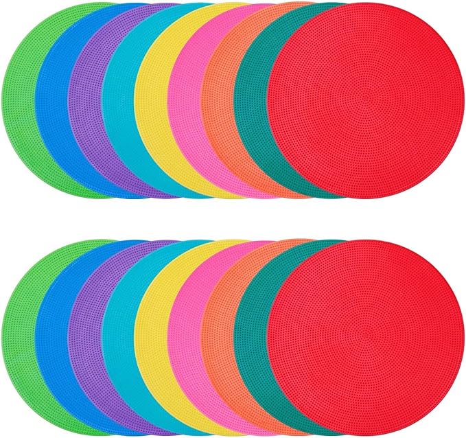 Spot Markers 9 Inch Non Slip Rubber Floor Markers Flat Field Cones Poly Dots for Classroom Dance Sports Soccer Basketball Speed Agility Training (5&9 Colors)