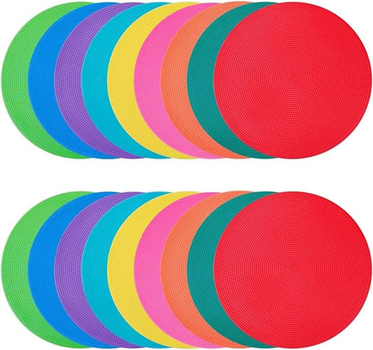Spot Markers 9 Inch Non Slip Rubber Floor Markers Flat Field Cones Poly Dots for Classroom Dance Sports Soccer Basketball Speed Agility Training (5&9 Colors)