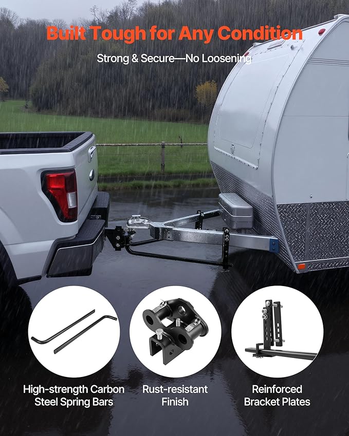 VEVOR Weight Distribution Hitch, 6000 lbs Max Towing & 600 lbs Max Tongue, Weight Distributing Hitches Kit with Sway Control Includes 2 in Shank & 2-5/16 in Ball, Load Leveling Hitch for Trailers