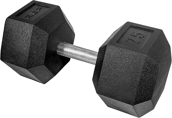 Rep Fitness Rubber Hex Dumbbell(s) - Singles (55LB +) and Pairs (5LB - 50LB) - Low Odor, Fully Knurled Handle