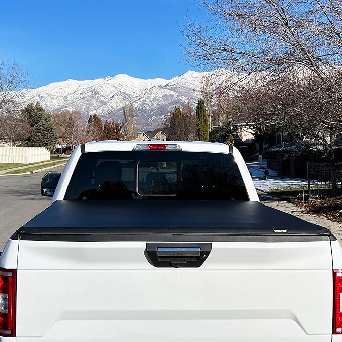 OEDRO Soft Quad Fold Tonneau Cover Truck Bed Covers Compatible with 2009-2014 Ford F-150 F150 6.5ft Bed
