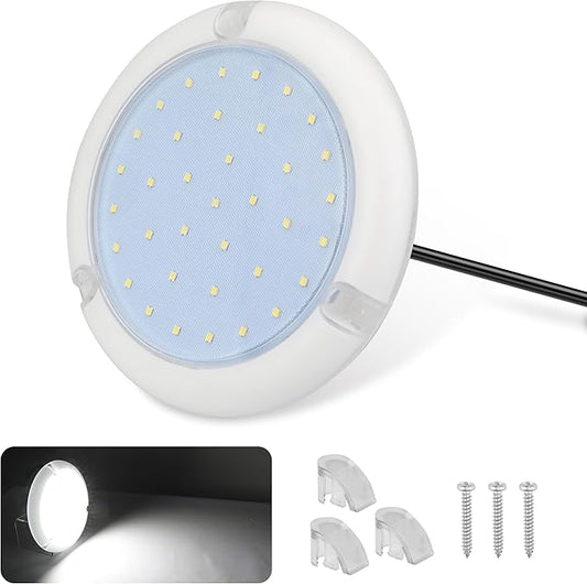 RV Lights Exterior,12-24V LED RV Exterior Light 1100LM IP68 Round Surface Mount Scare Light for RV Trailer, Boats, Campers, 5th Wheels