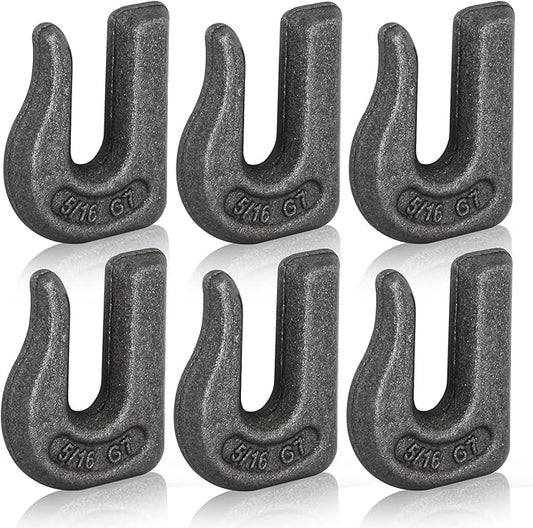 Weld-on Grab Chain Hook 5/16-in Heavy Duty Tow Hook G70 Forged Steel Tractor Hook Weldable for Car, Truck,SUV, RV,UTV,Tractors (6Pcs)