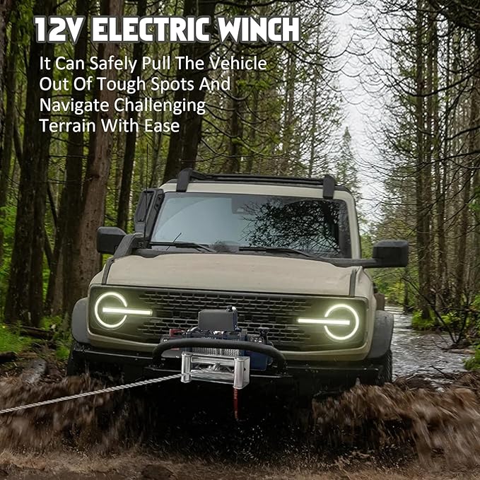 Chic Muse 18800lbs Electric Vehicle Winch, Waterproof IP67 80ft Steel Cable Truck Winch with Wireless Handheld Remote, 12V Power Winch for Towing UTV Off Road Vehicle