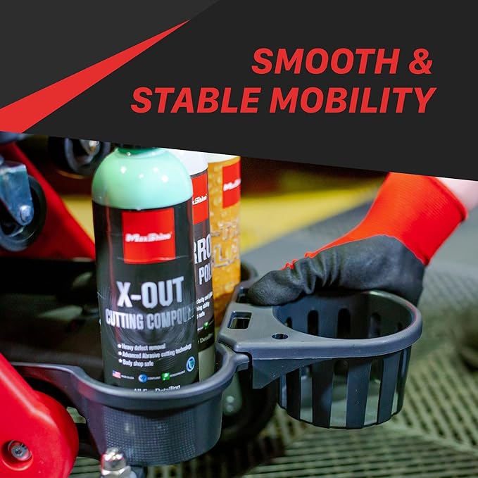 Maxshine Detailing Mini Creeper with Cushion | Mobile Rolling Utility Creeper Seat for Mechanics & Car Detailers | Comfortable Low Profile Seat for Car Cleaning, Polishing, Coating & Waxing