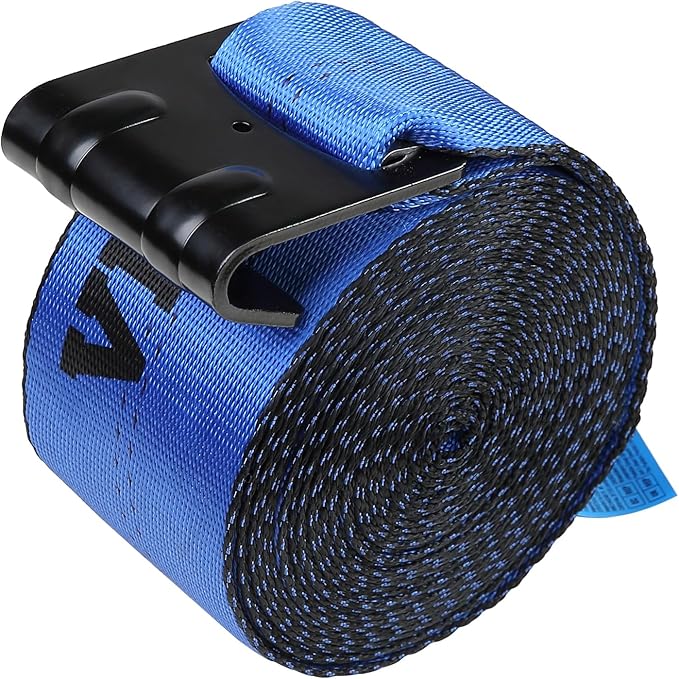 VEVOR Truck Straps, 4" x30' Heavy Duty Tie Down w/Flat Hooks 18,000lbs Break Strength, WLL# 6000lbs, Cargo Straps Tie Down for Flatbeds, Trucks, Trailers, Farms, Rescues, Tree Saver, Blue(10 Pack)