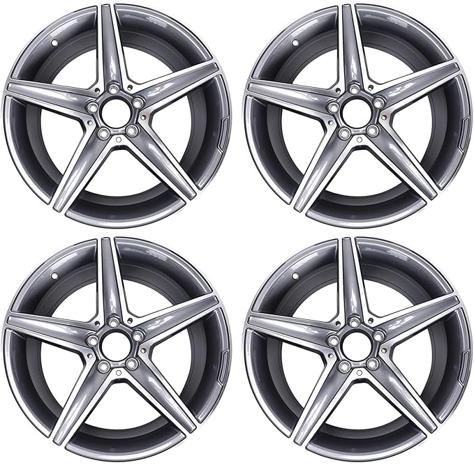 New 18" x 8.5" Aluminum Alloy Replacement for OE Wheel Rim Compatible with E-Class 2014–2017 E250 / E300 / E350 –Fits for Front and Rear Wheel, Machined Gray, Set of 4