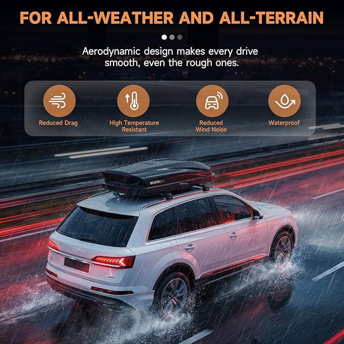 Roof Cargo Box, Dual-Side Opening Design, 14 Cubic Feet Capacity, Waterproof Hard-Shell Storage Box, Includes Straps and Spare Key,Ideal for Travel and Luggage Transport, Black (B62-)