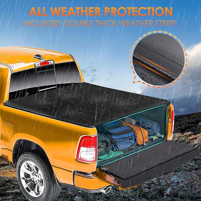 Nilight Soft Roll Up Truck Bed Cover Compatible with Ford F150 2004 2005 2006 2007 2008 2009 2010 2011 2012 2013 2014 5.5ft