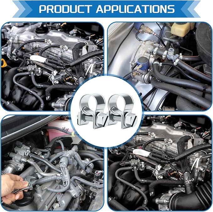 12-14MM Fuel Injection Hose Clamps 15/32"-9/16" Gas Line Clamps Pipe Clamp for Automotive Diesel Petrol Pipes