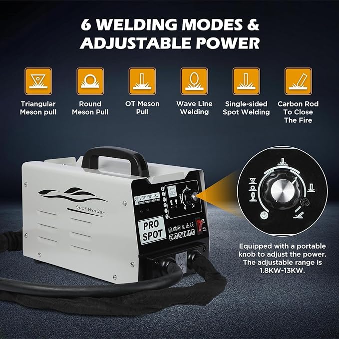 Stud Welder Dent Repair Kit, 110V Spot Welder Dent Puller Machine 2000W 3800A Dent Puller Welder with 6 Welding Modes Vehicle Body Repair Dent Removal Tools for Car/Truck/Motorcycle