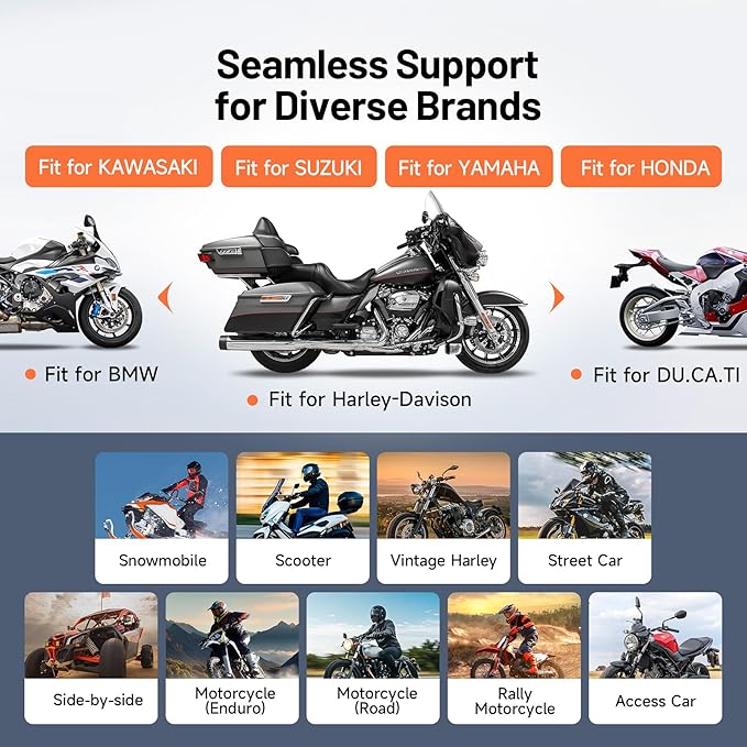 Motorcycle Scan Tool TOPDON TopScan Moto, All System Bidirectional Motorcycle Scanner for Harley, Duca ti, BMW & Japan Brands, Reset Services Motorcycle Diagnostic Scanner, AutoVIN Diagnostic Tool