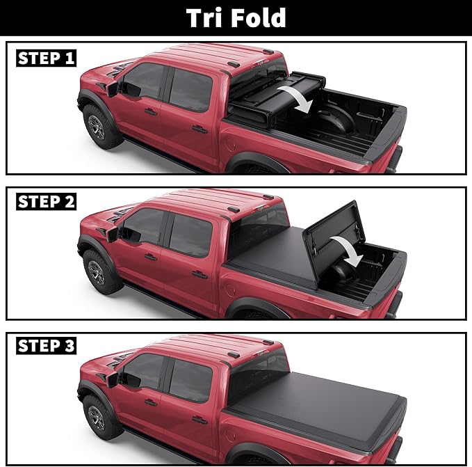 Soft Tri Fold Truck Bed Tonneau Cover Compatible for 2019-2024 2025Chevy Silverado/GMC Sierra 1500 Fleetside New Body Style 3-Fold 5.8FT 69.3Inch
