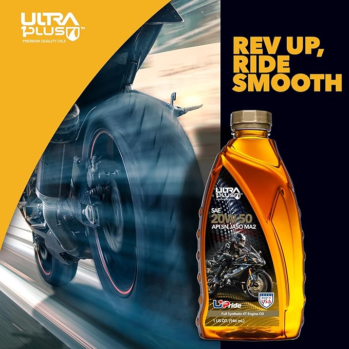 ULTRA 1PLUS 4T 20W-50 Full Synthetic Motorcycle Oil API SN JASO MA2-20W50 Motor Oil, 12 Quarts
