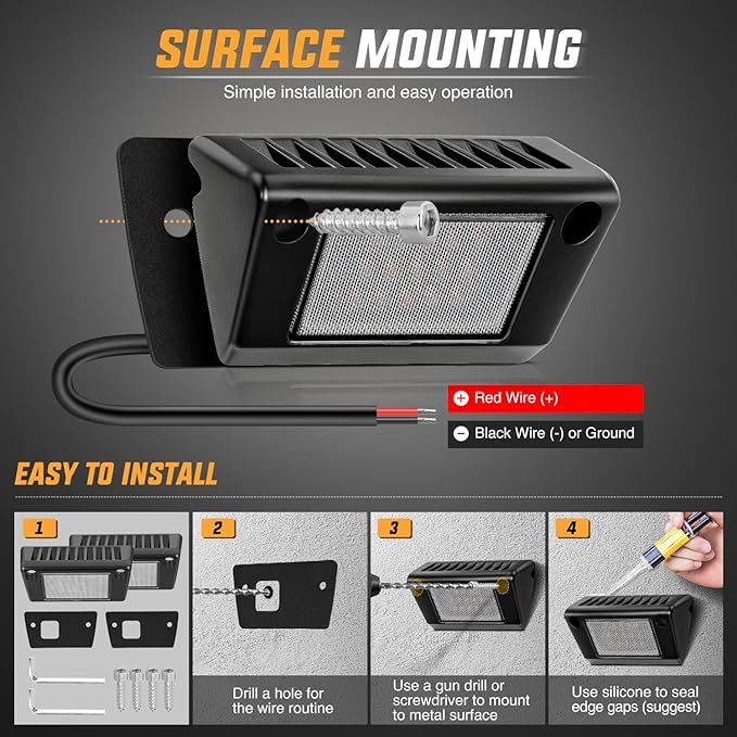 Nilight RV Exterior Light 2PCS 5 Inch Porch Lights Amber Beam 12V 24V LED Scene Cargo Lighting Black Aluminum Housing for RVs Trailers Travel Campers 5th Wheels Motorhome SUV Truck