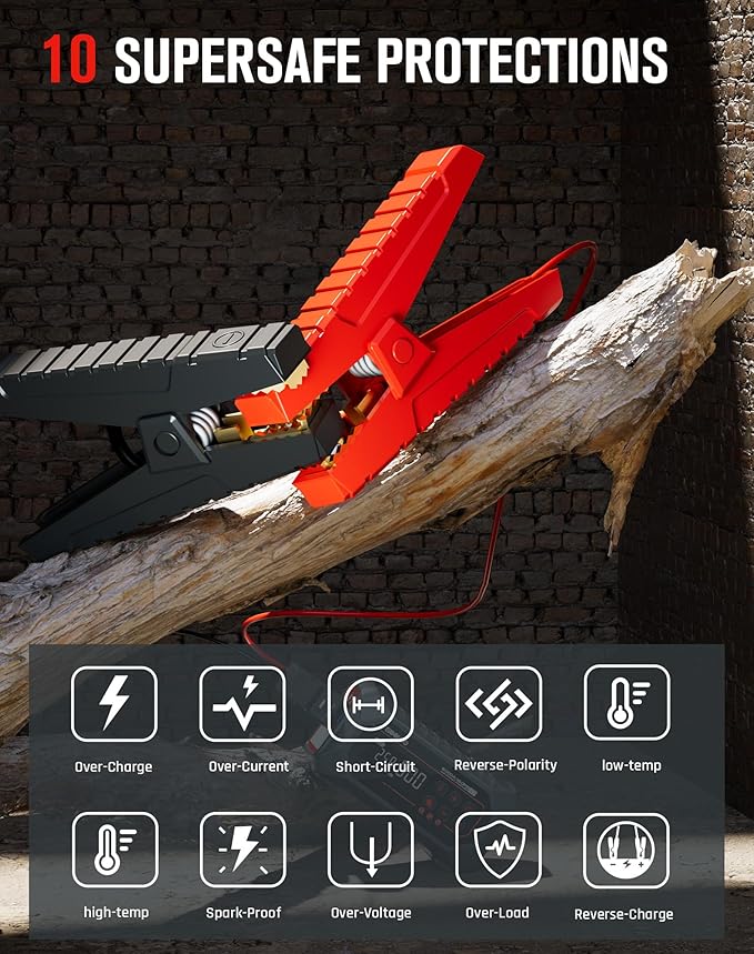 GOOLOO A7 Jump Starter with Air Compressor, 6000A &160PSI 12V Car Battery Jumper Starter Portable Booster Pack, 12-in-1 Jump Box (All Gas & 10L Disel) with Tire Inflator & Air Pump(Inflate& Deflate)