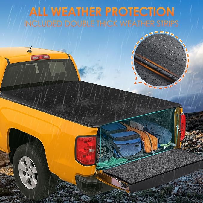 Nilight Soft Roll-Up Tonneau Cover Compatible with Chevy Silverado/GMC Sierra 1500 2007 2008 2009 2010 2011 2012 2013–6.5ft Truck Bed Cover