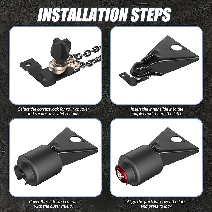 2 5/16 Inch Trailer Hitch Lock - 2516 Heavy Duty Anti Theft Lock Secures Ball Coupler and Safety Chains for RV,Boat,Dump,Cargo and Camper Trailers (Red)