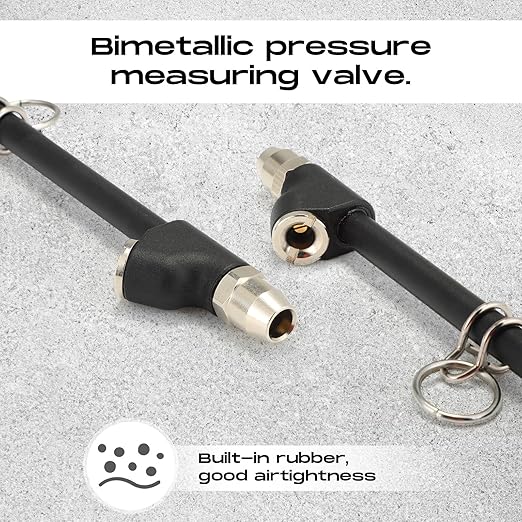 Tallew 10 Pack Tire Pressure Gauge Black Heavy Duty Air Pressure Tire Gauge Dual Head Semi Truck Tire Pressure Gauge Range 10-150 PSI, Extended Tube Tire Gauge Suitable for Semi Truck, and Bus