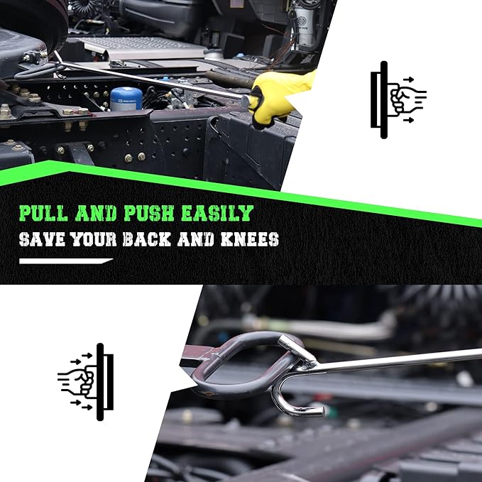 5th Wheel Pin Puller, 2 Pack 32" Solid Steel Chrome Plated 5th Wheel Puller Hook, Heavy Duty 5th Wheel Puller w/Hook