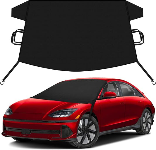EcoNour Car Snow Cover Compatible for Hyundai Ioniq | Windshield Cover for Ice and Snow with S-Hook Straps | Heavy-Duty 600D Oxford Winter Car Cover, Waterproof & Anti-Slip
