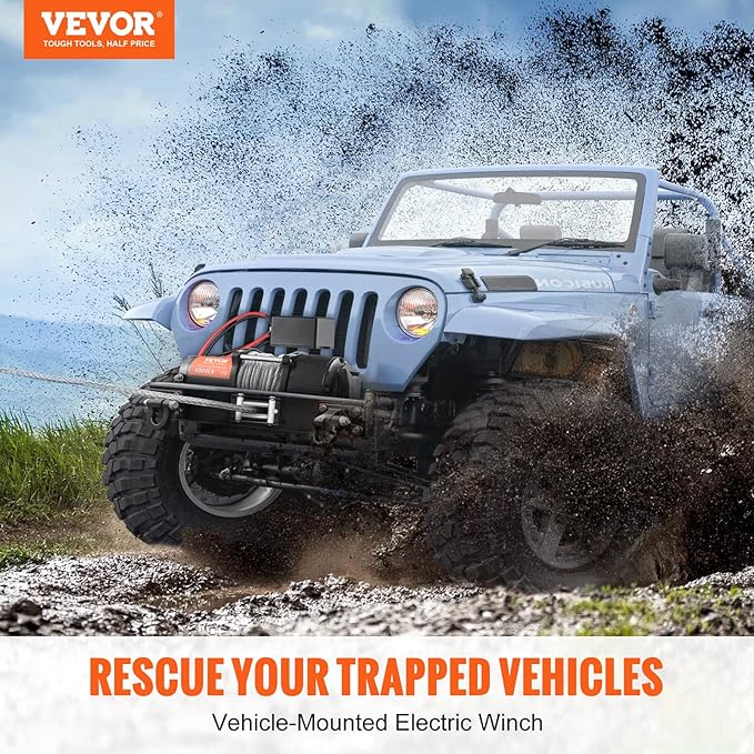 VEVOR Electric Winch, 12V 4500 lb Load Capacity Steel Rope Winch, IP55 1/4” x 39ft ATV UTV Winch with Wireless Handheld Remote & 4-Way Fairlead for Towing Jeep Off-Road SUV Truck Car Trailer Boat