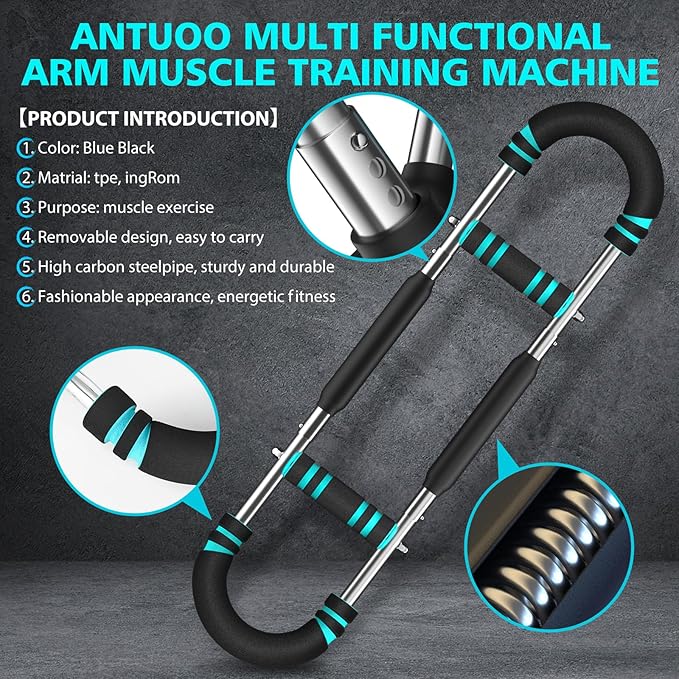 Twister Arm Trainer, 30-100lb Adjustable Chest Workout Bar, Power Twister Arm Trainer for Men, Chest Workout Equipment, Forearm Strengthener Arm Trainer