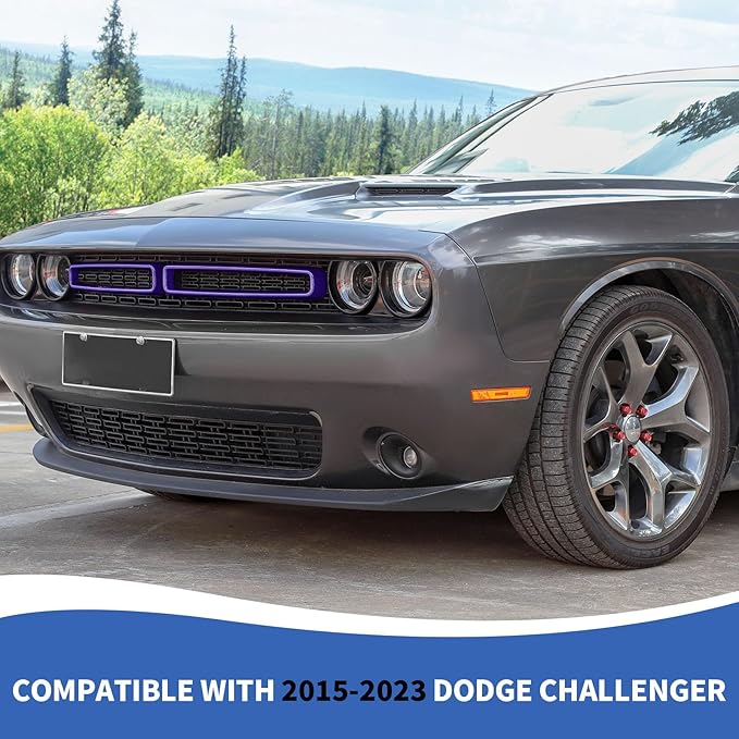 Front Grille Inserts Grill Guard Compatible with 2015-2024 Dodge Challenger Exterior Accessories, Purple