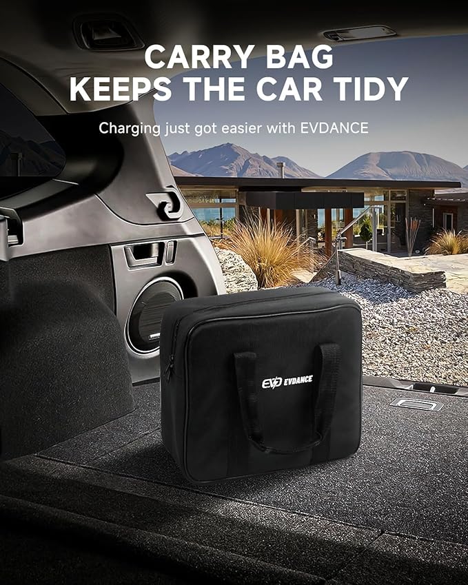 Level 1 & 2 EV Charger, 16A 110-240V Home Electric Vehicle Portable Charger with 25FT Cable, Adjustable Current & Delay Timer, LCD Display, EV Charging Station Compatible with All J1772 EVs