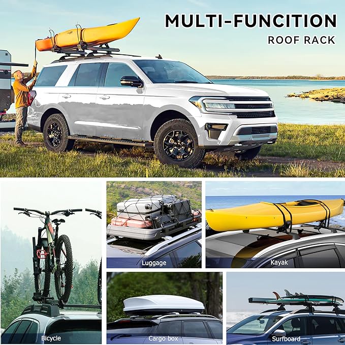 220lbs Roof Rack Crossbars Fit for 2018-2025 Expedition/Max,2018-2024 Navigator, Lockable Aluminum Heavy Duty Cross Bars Rooftop Luggage Kayaks Bicycles Snowboard Canoe Carrier Cargo Bag