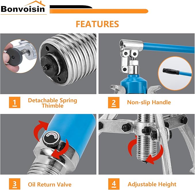 Bonvoisin 15T Hydraulic Gear Puller Set Wheel Bearing Puller Kit 2 or 3 Jaws Pulling Separator for Wheel Hubs Rotors Car Axles Pulleys Brake Drums