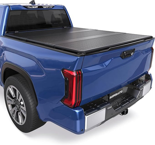 Fiberglass Tri Hard Tonneau Cover Compatible for 2000-2006 Toyota Tundra Fleetside Truck Bed Cover - 6.5 FT Bed On Top