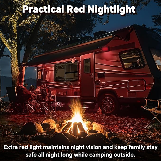 RV LED Porch Light w/Switchable White Amber Light Color, 12V Exterior Utility Porch Light for Travel Trailer Camper Motorhome 5th Wheels, Integrated Switch & Waterproof (2 Pcs)