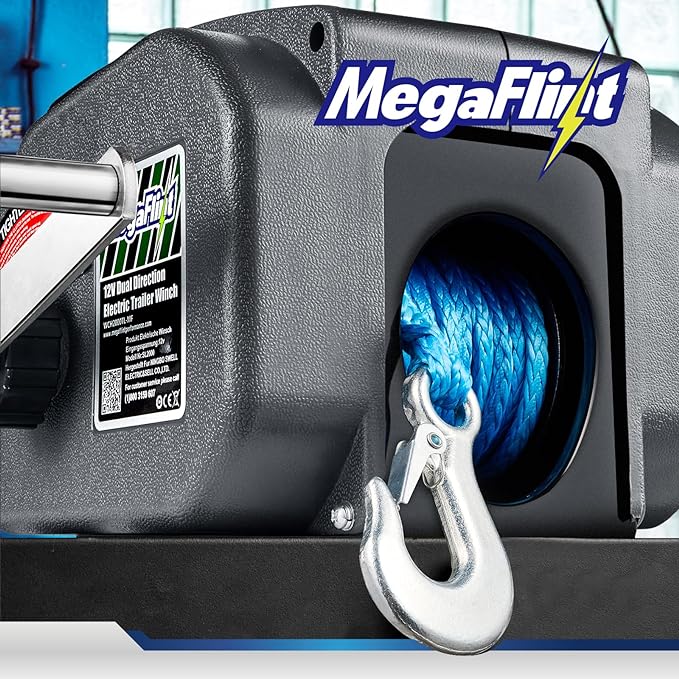 Trailer Winch,Reversible Electric Winch, for Boats up to 6000 lbs.12V DC,Power-in, Power-Out, and Freewheel Operations,30% Higher winching Power Than Regular 6000 lbs Winch (5000lbs Marine)
