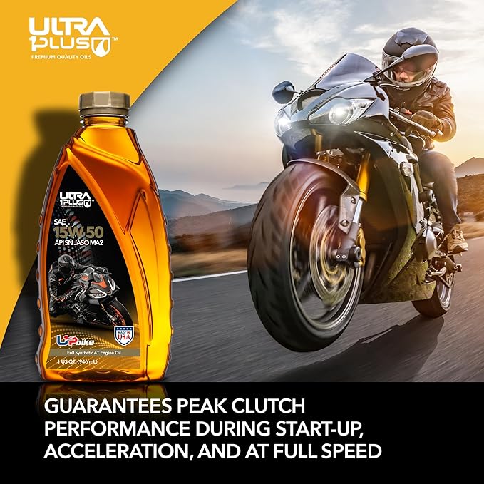 ULTRA 1PLUS 4T 15W-50 Full Synthetic Motorcycle Oil API SN JASO MA2-15W50 motor oil, 6 Quarts