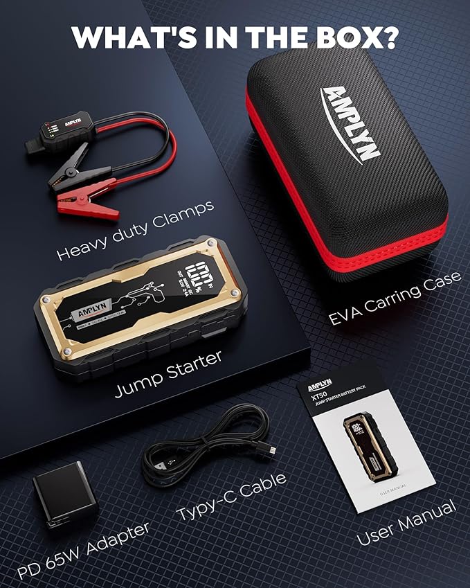 Car Jump Starter with 65W Quick Charger 24000mAh Battery Pack,12V Car Battery Jumper Starter Portable,LED Display,All Gas 12L Diesel Engine Booster,Jump Box with LED Light,Jump Cable